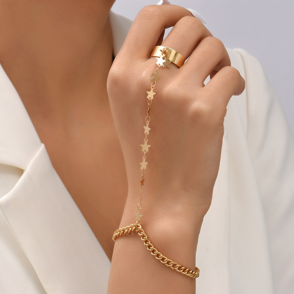 Fascinerande Chain Link Ring Armband 18K guldpläterad