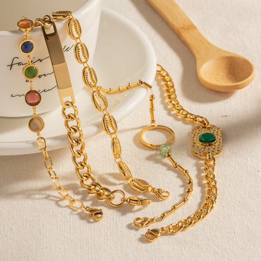 Malajiska fantastiska 18K guldpläterade med kristaller Jade armband