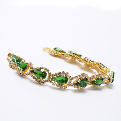 Hand-Crafted Crystal Gold Shiny Full Rhinestone Bracelet