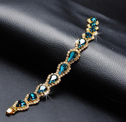 Hand-Crafted Crystal Gold Shiny Full Rhinestone Bracelet