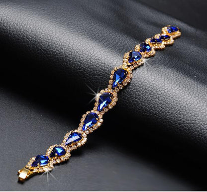 Hand-Crafted Crystal Gold Shiny Full Rhinestone Bracelet