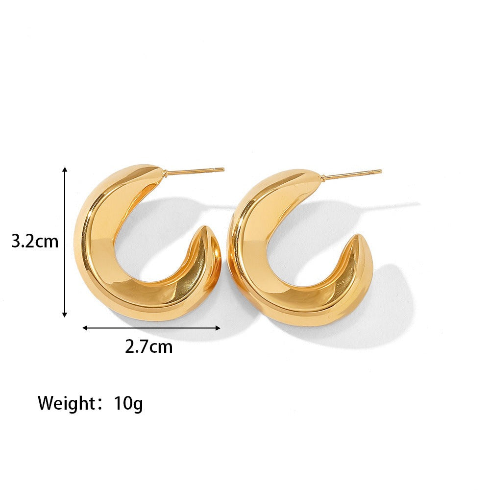 High-Class 18K Golden Plated Titanium Hollow Earrings