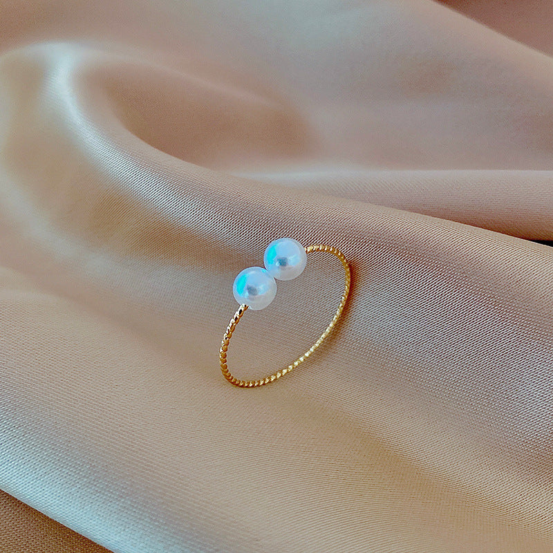 Elegant & Simple Style Open-end Pearl Adjustable Ring