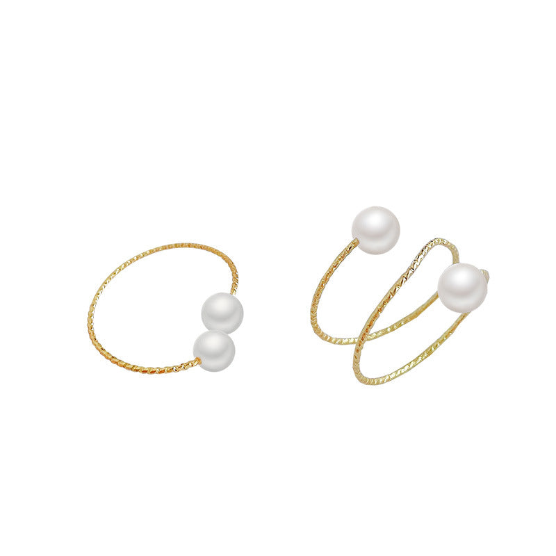 Elegant & Simple Style Open-end Pearl Adjustable Ring