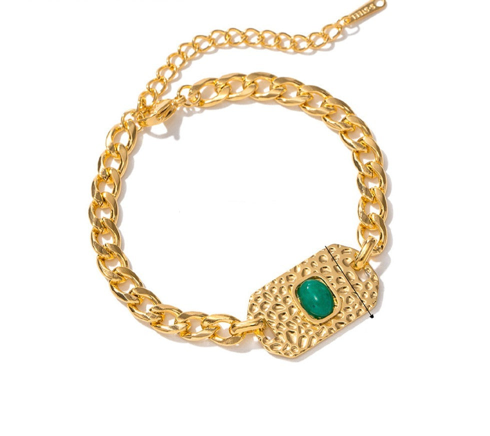 Malay Stunning 18K Golden-Plated With Crystals Jade Bracelet