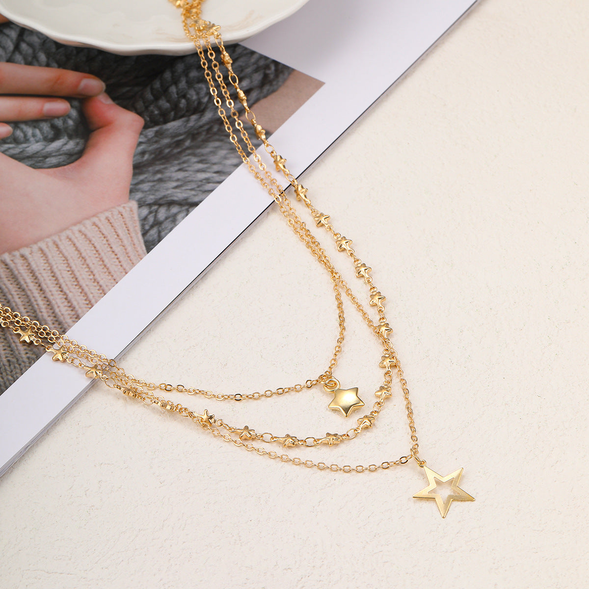 Stylish Multi-layer Gold/Silver-Plated Twin Clavicle Chain