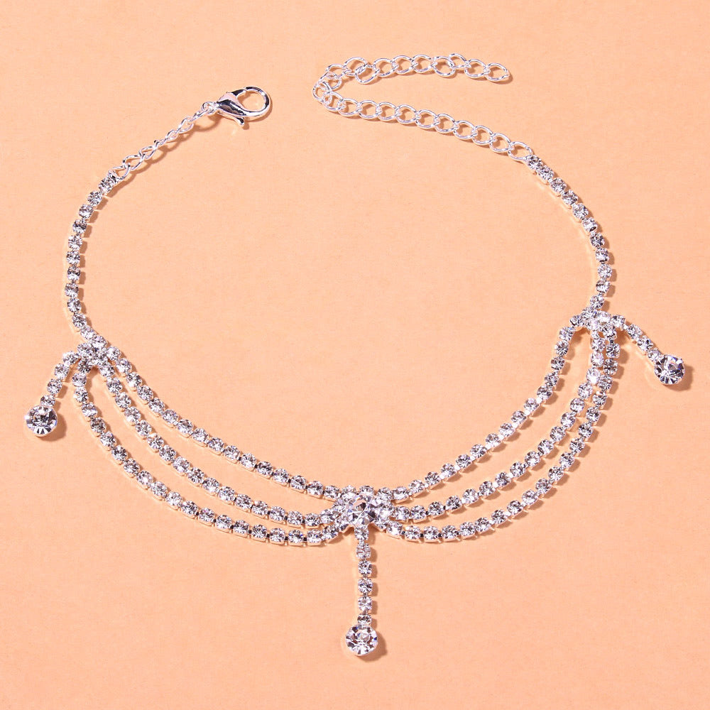 Exquisite Shiny Rhinestone Multi-layer Anklet