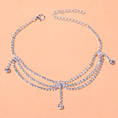 Exquisite Shiny Rhinestone Multi-layer Anklet