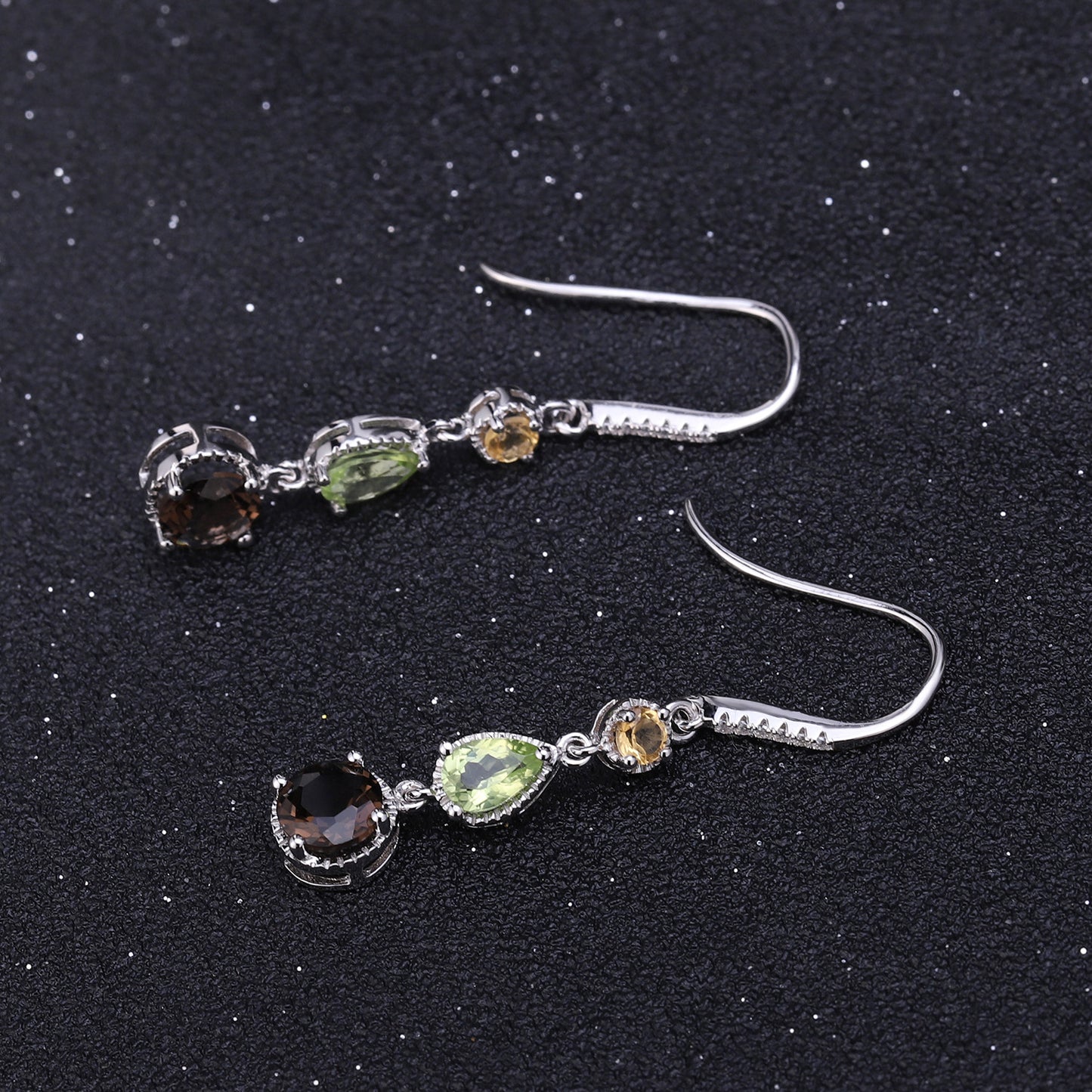 Elegant Hand Made Natural Gemstone Earrings S925 Silver