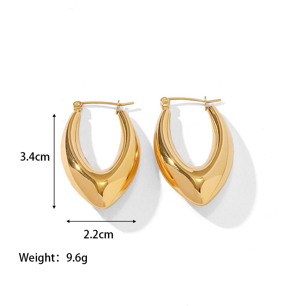 High-Class 18K Golden Plated Titanium Hollow Earrings