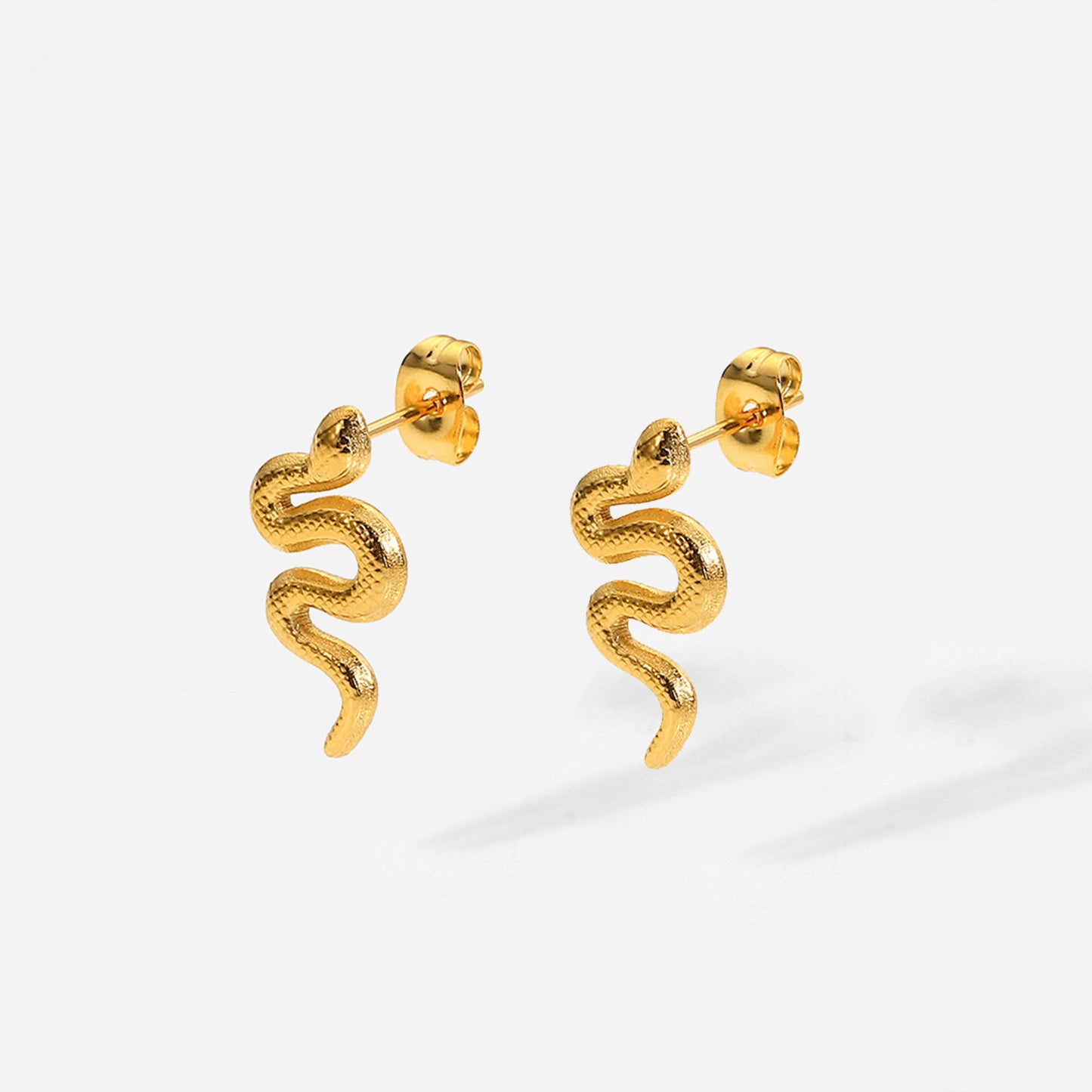 Unique 18K Gold Plated Stainless Steel Snake Stud Earrings