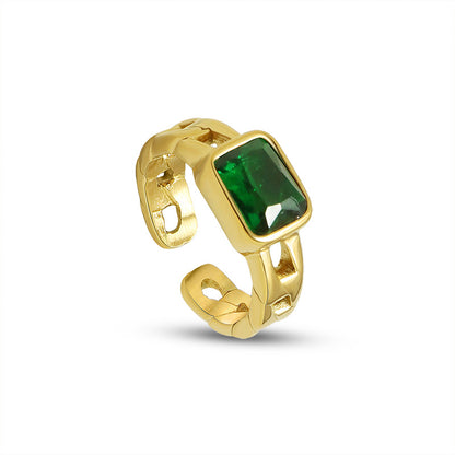 Amazing Zircon 18K Gold-Plated Titanium Steel Adjustable Ring