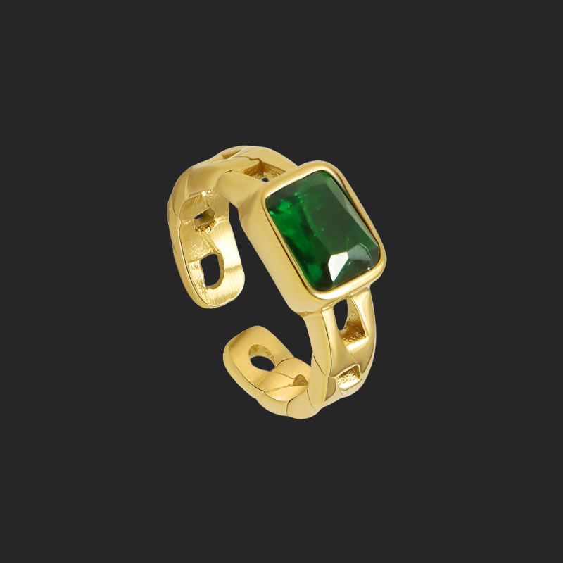 Amazing Zircon 18K Gold-Plated Titanium Steel Adjustable Ring