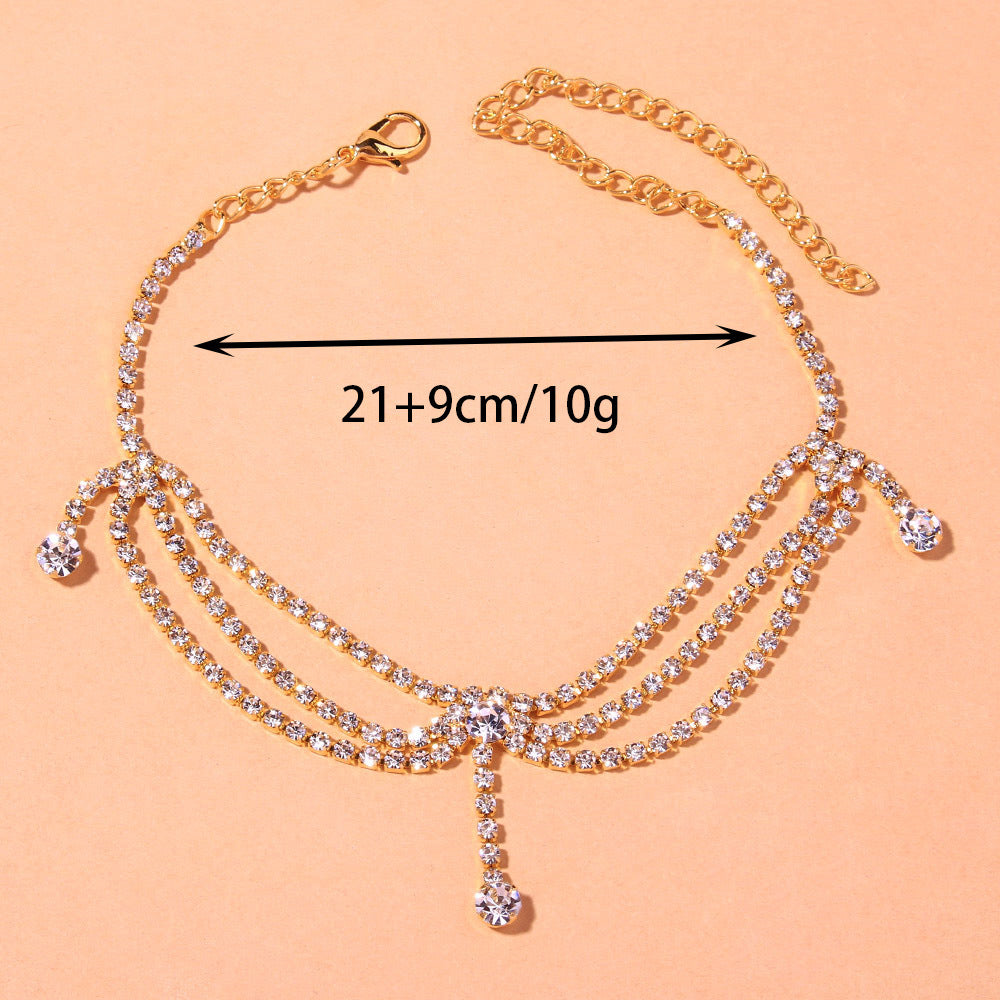 Exquisite Shiny Rhinestone Multi-layer Anklet