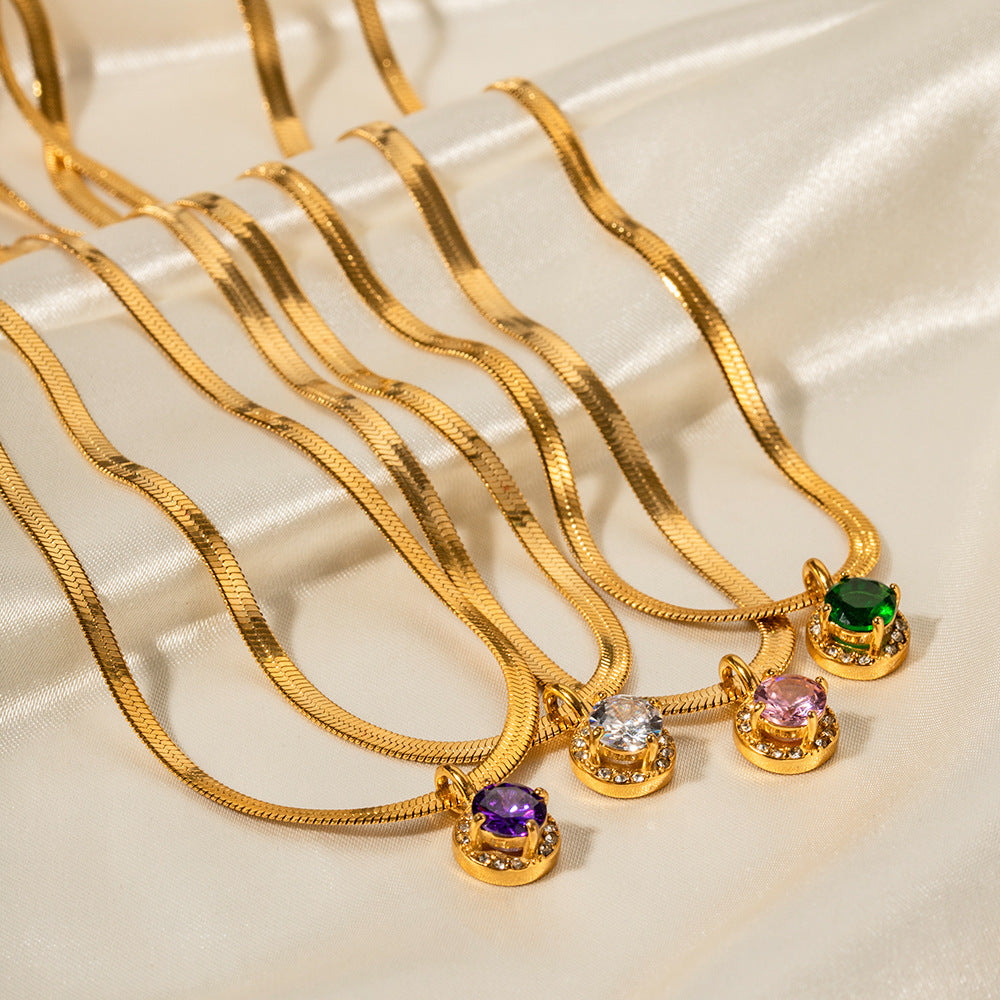 Charming 18K Gold-Plated With Colorful Gems Necklace