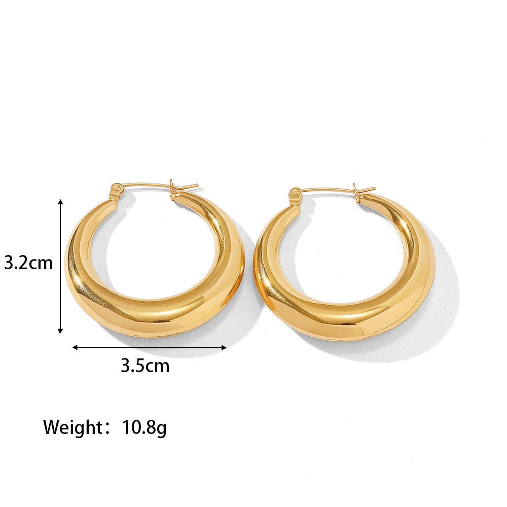 High-Class 18K Golden Plated Titanium Hollow Earrings