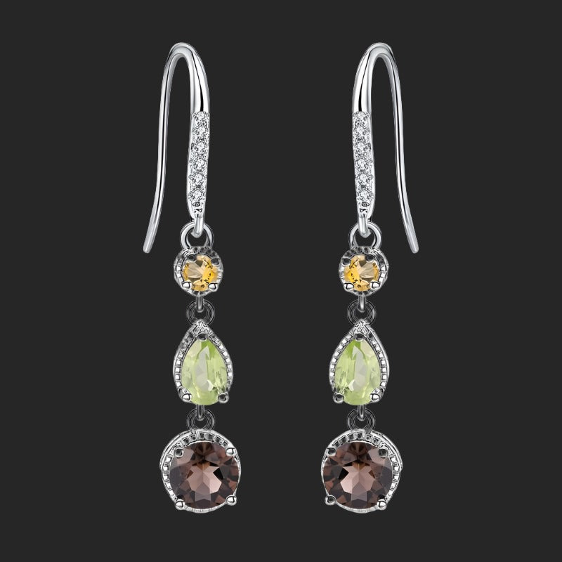 Elegant Hand Made Natural Gemstone Earrings S925 Silver