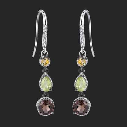 Elegant Hand Made Natural Gemstone Earrings S925 Silver