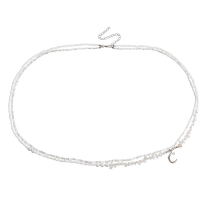 Bohemian White Bead Hand-woven Crescent Moon Waist Chain