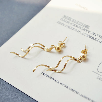 Stylish Japanese Gold Plated Wave Earrings