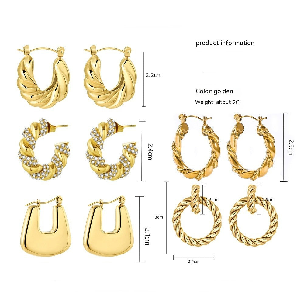 Unique Titanium Steel 18K Gold-plated Earrings