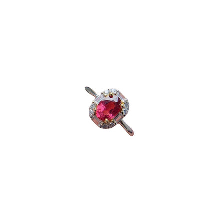 Classy Natural Colored Garnet Gem 925 Silver Ring