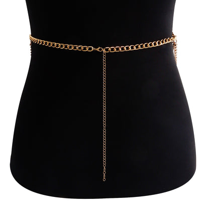 Trendy Hot Girl 18K Gold-Plated Rhinestone Waist Chain