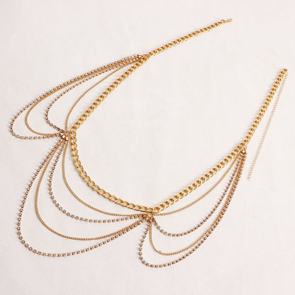 Trendy Hot Girl 18K Gold-Plated Rhinestone Waist Chain