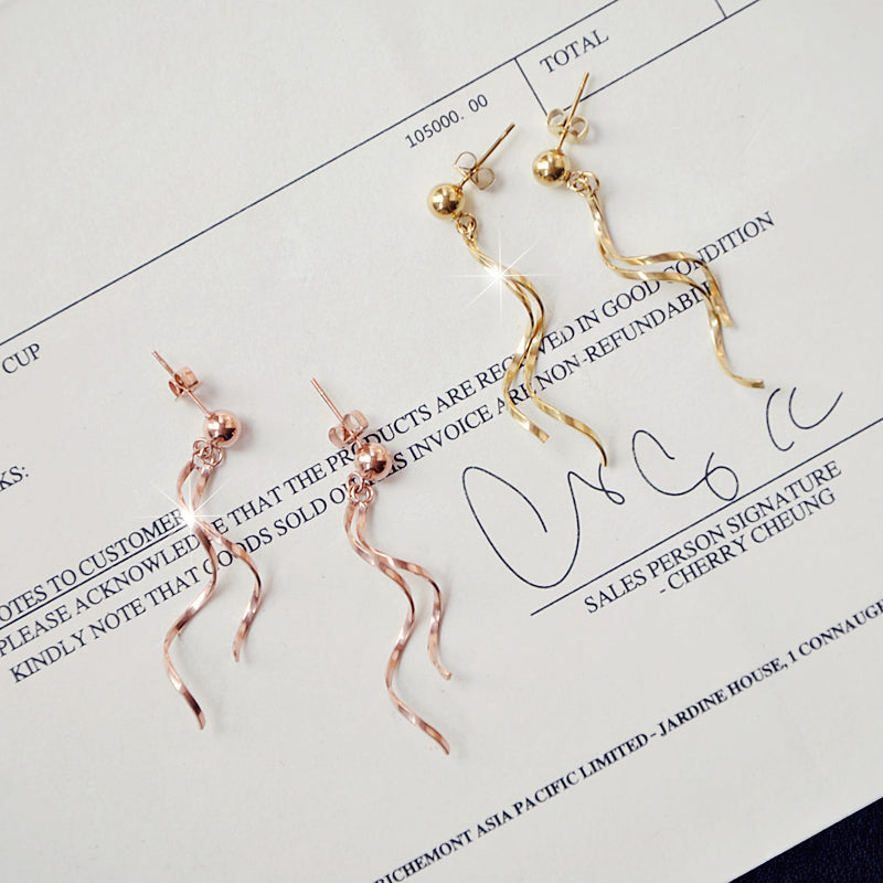 Stylish Japanese Gold Plated Wave Earrings