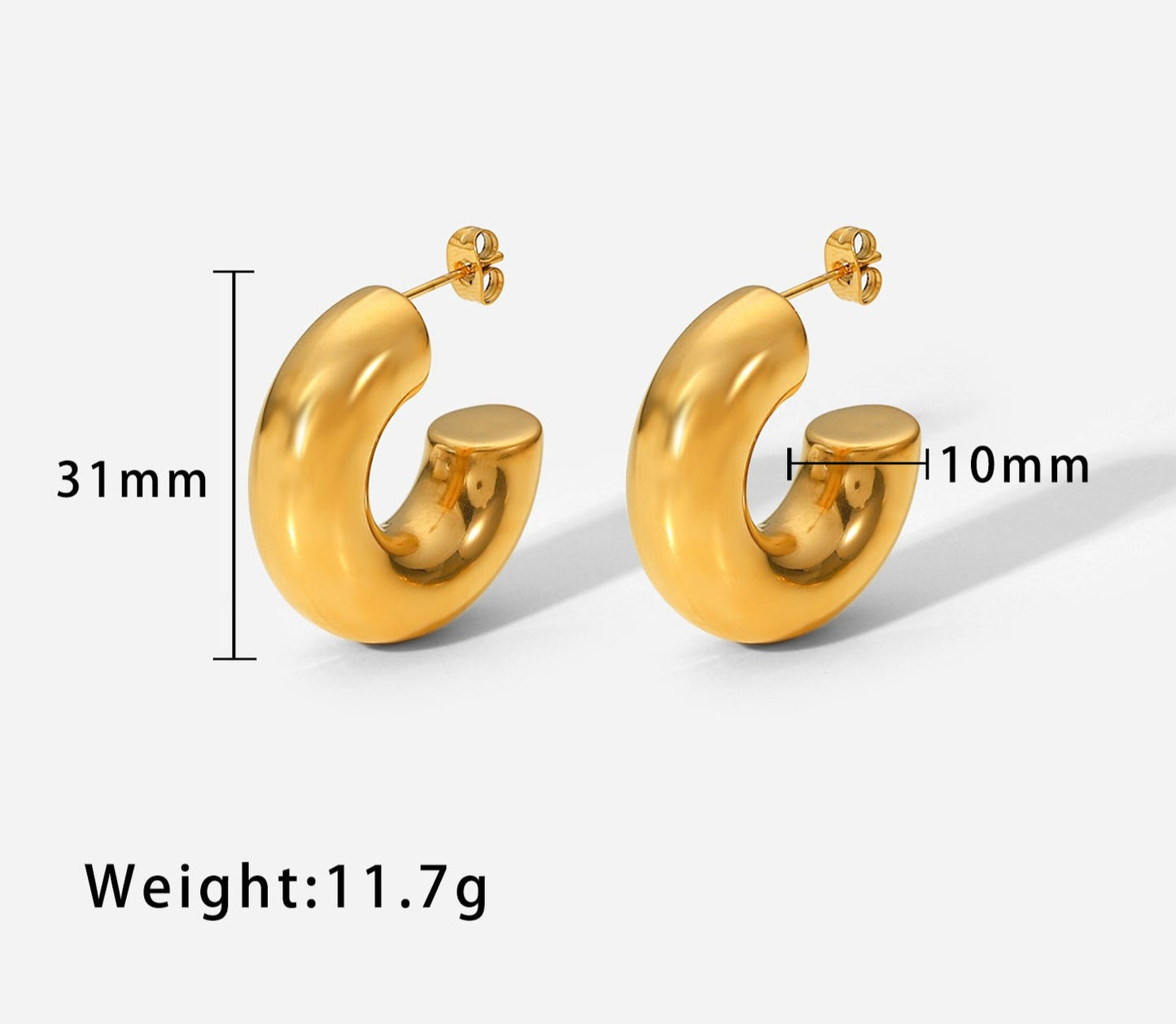 High-Class 18K Golden Plated Titanium Hollow Earrings