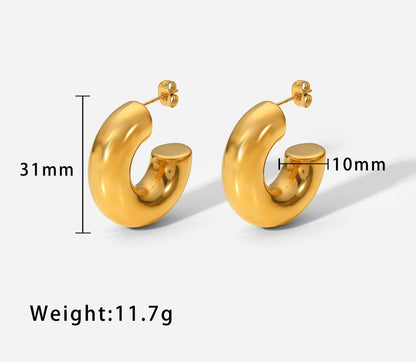 High-Class 18K Golden Plated Titanium Hollow Earrings