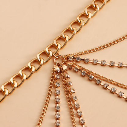 Trendy Hot Girl 18K Gold-Plated Rhinestone Waist Chain